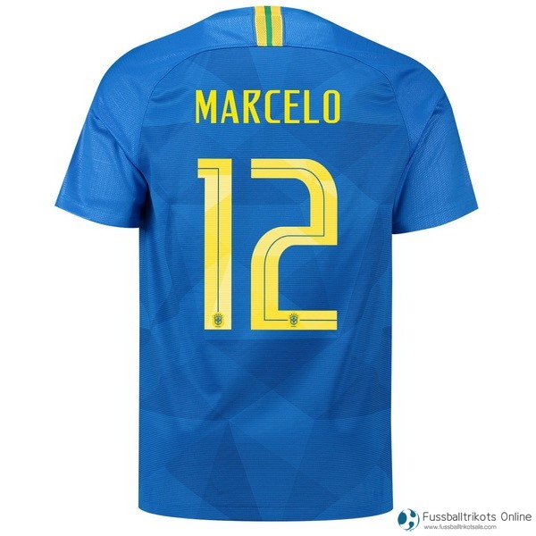 Brasilien Trikot Auswarts Marcelo 2018 Blau Fussballtrikots Günstig
